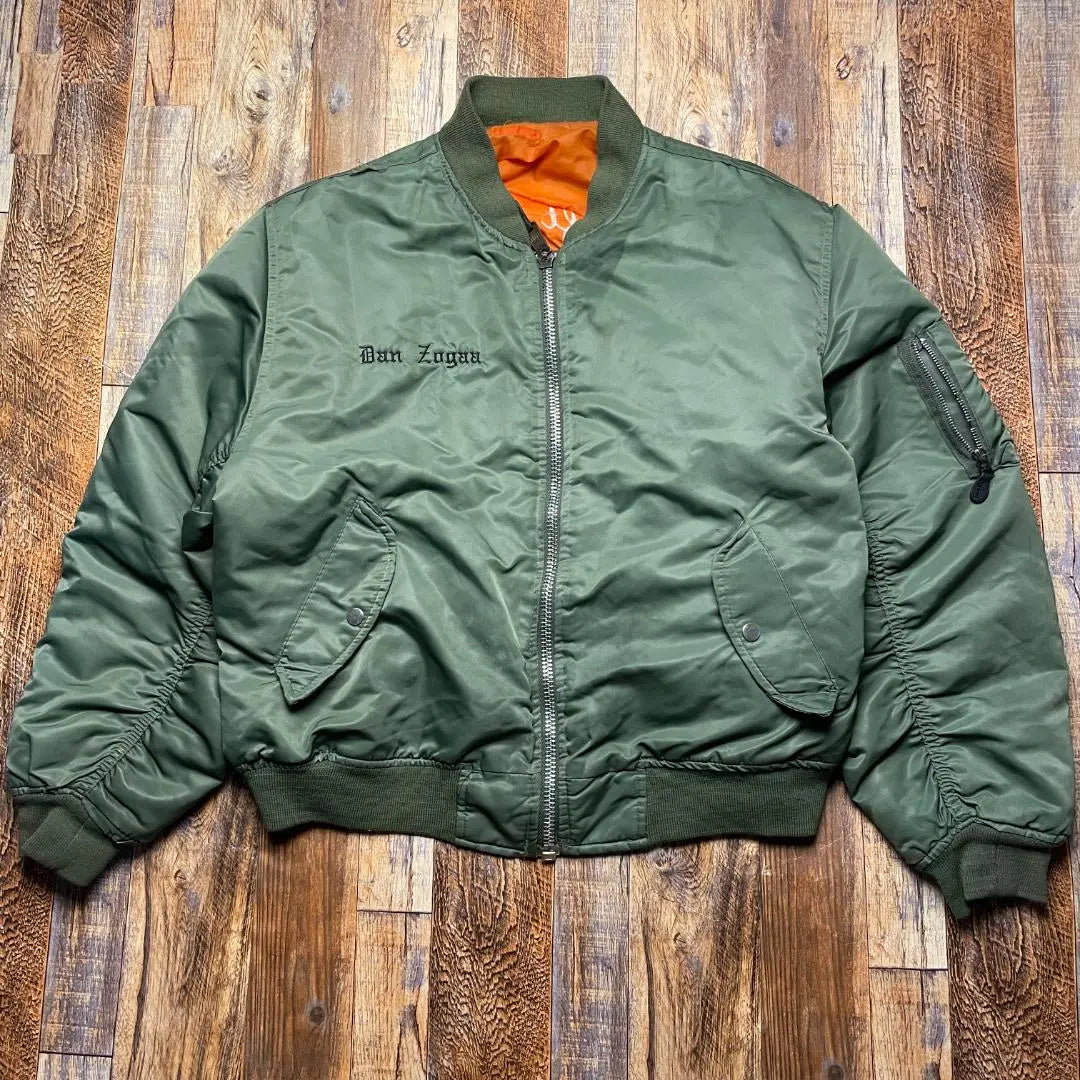 MA-1 Flight Jacket L Green Green Olive Khaki Embroidery Dragon Dragon MA1 Old clothes | MA-1フライトジャケットl緑グリーンオリーブカーキ刺繍竜龍ドラゴンma1古着