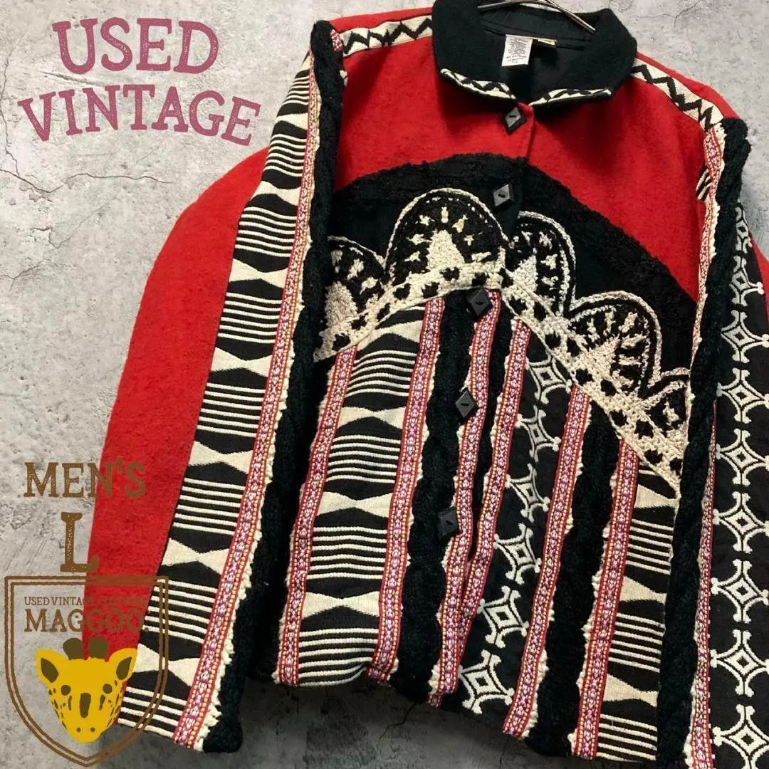 Made in India ☆ US vintage clothing [Ethnic, Ethnic, Native, Embroidered, Wool jacket]