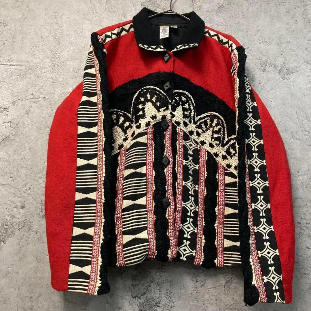 Made in India ☆ US vintage clothing [Ethnic, Ethnic, Native, Embroidered, Wool jacket]