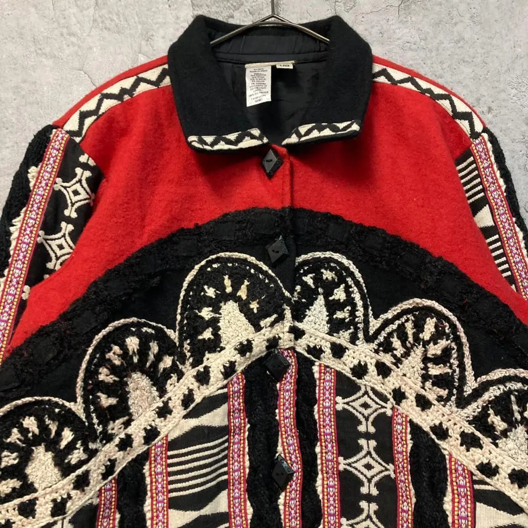 Made in India ☆ US vintage clothing [Ethnic, Ethnic, Native, Embroidered, Wool jacket]