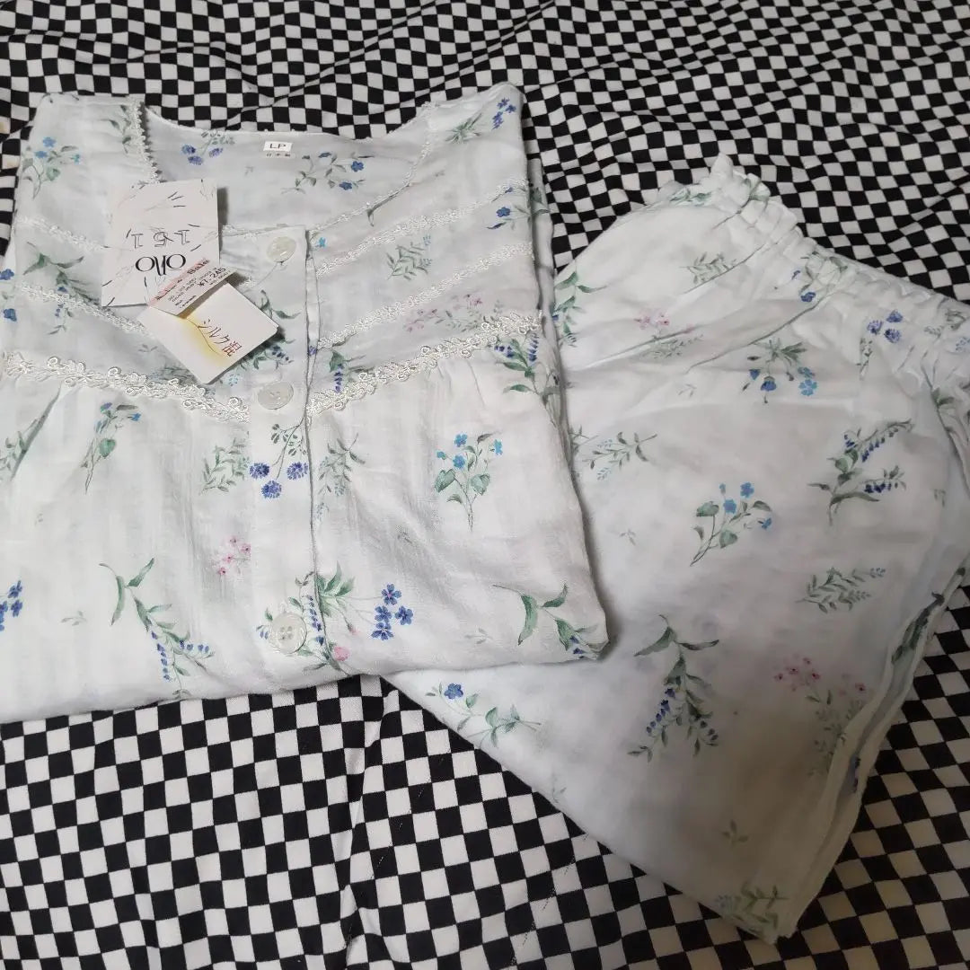 Pijama de manga larga para mujer, talla LP, estampado botánico