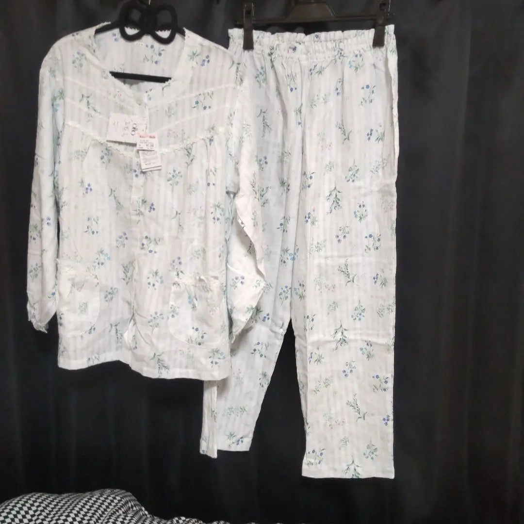 Pijama de manga larga para mujer, talla LP, estampado botánico