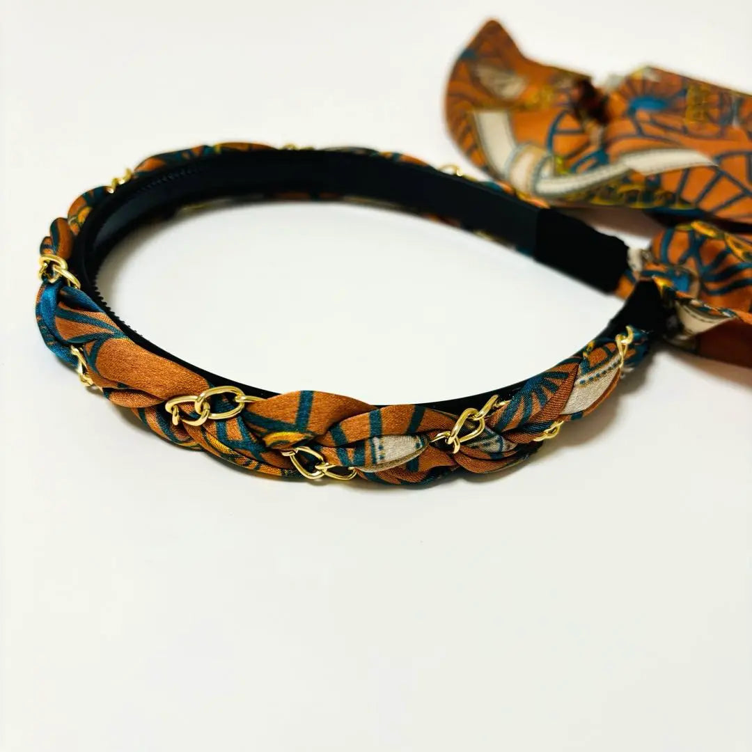 Headband, satin fabric, ribbon included, retro, pattern, stylish, hair arrangement♪