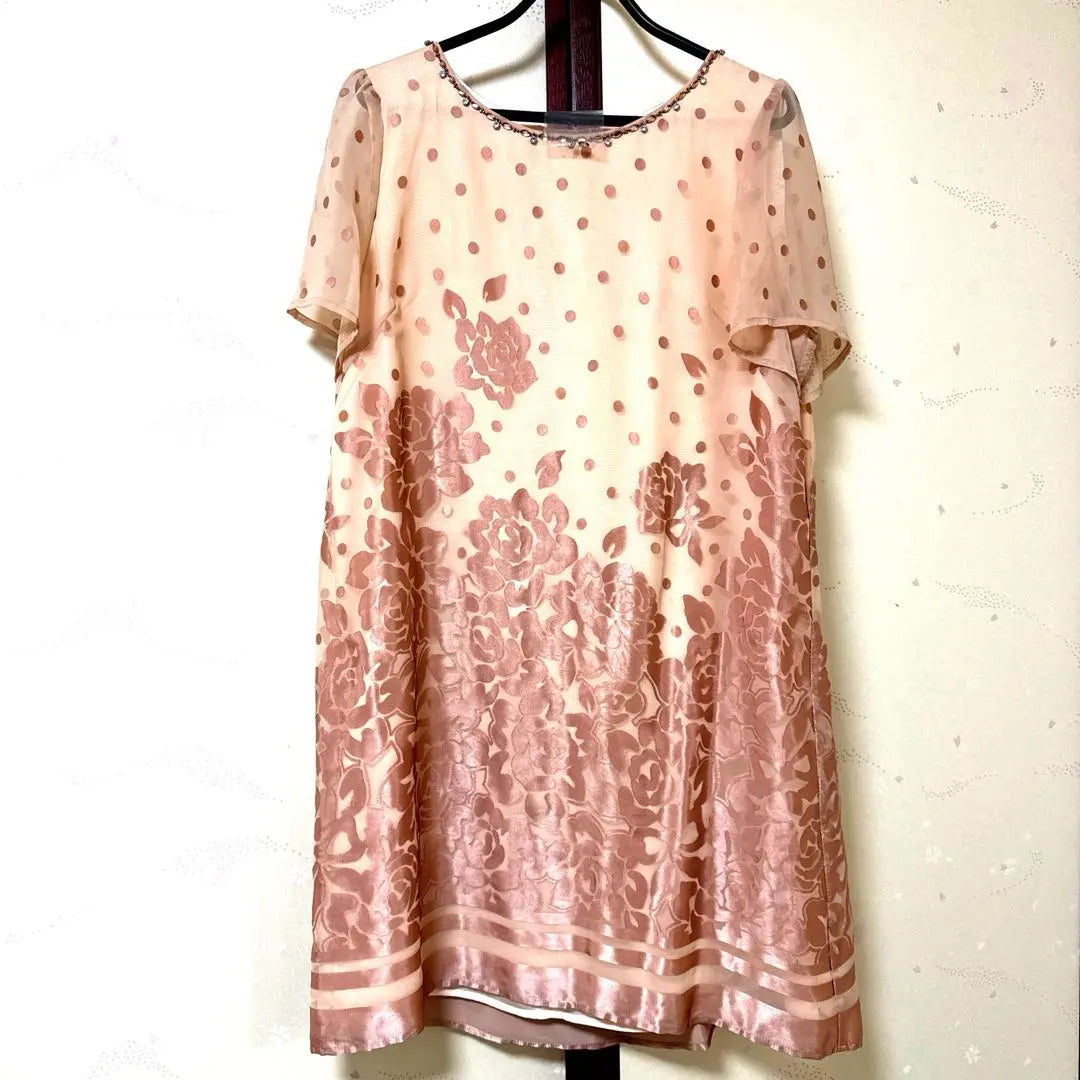 [New and unused] Rose tiara floral dress 42 pink loose large