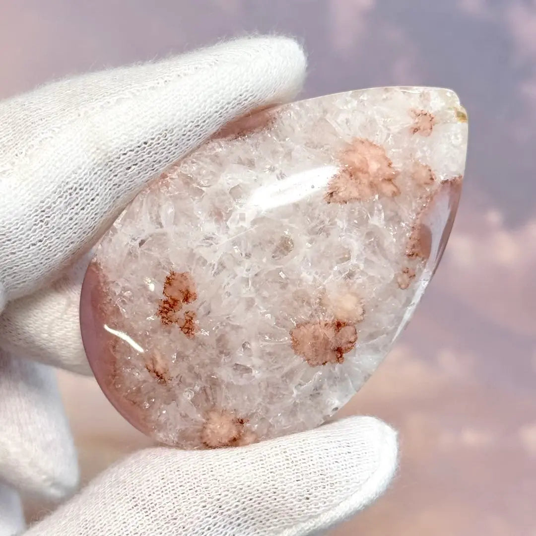 [D089] Zakugira Quartz.*・゜Sakura Agate Droplet Drop Motif Type B