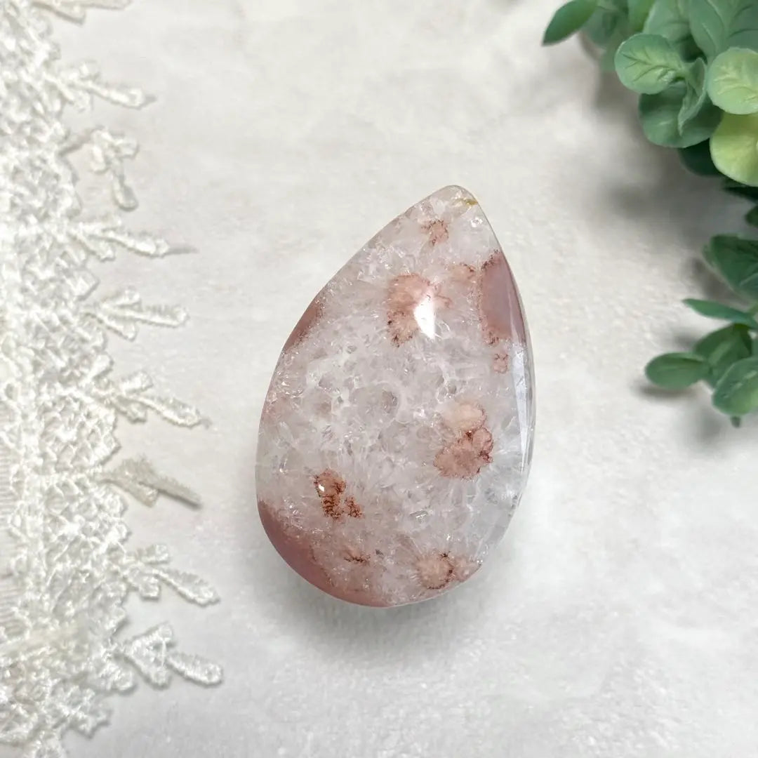 [D089] Zakugira Quartz.*・゜Sakura Agate Droplet Drop Motif Type B