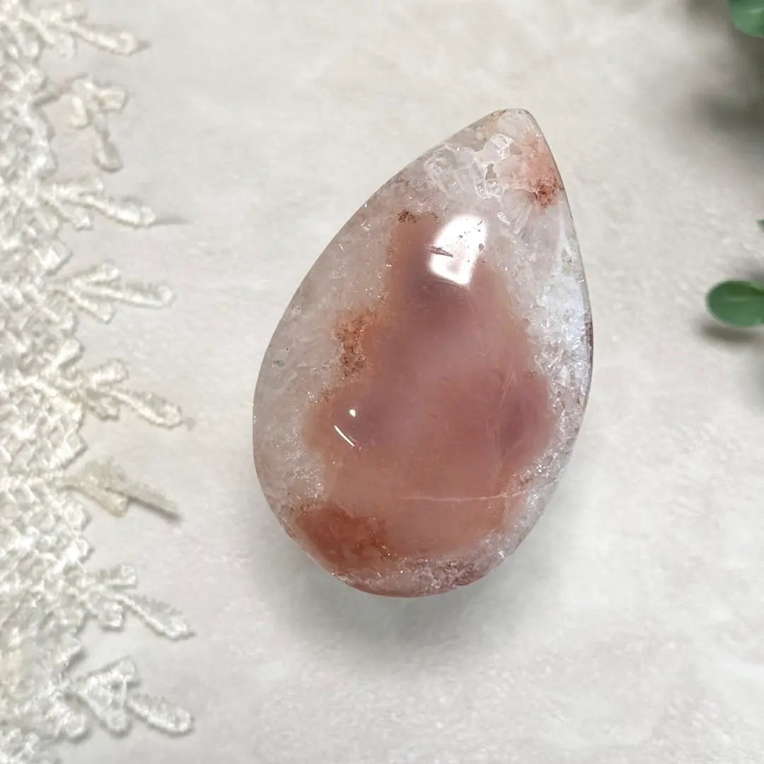 [D089] Zakugira Quartz.*・゜Sakura Agate Droplet Drop Motif Type B