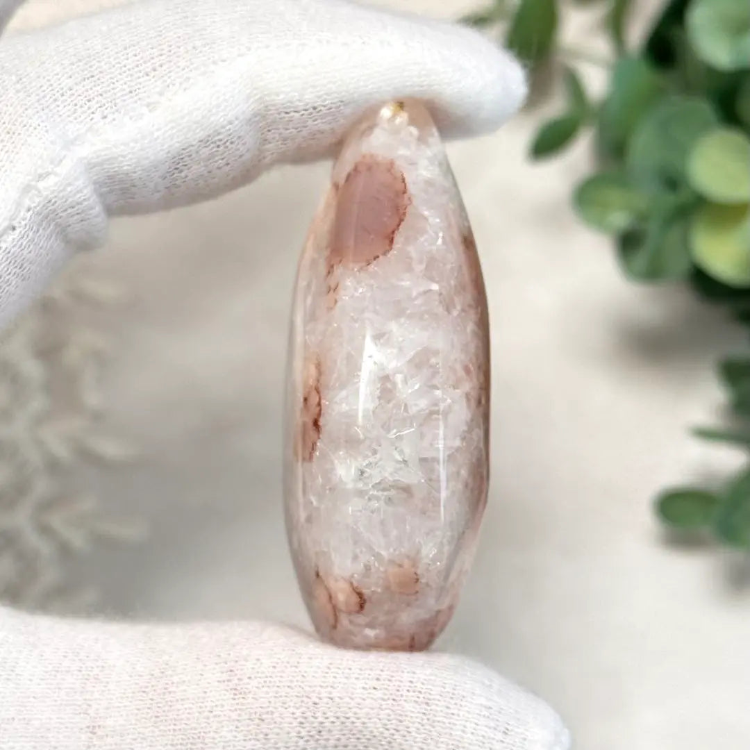 [D089] Zakugira Quartz.*・゜Sakura Agate Droplet Drop Motif Type B