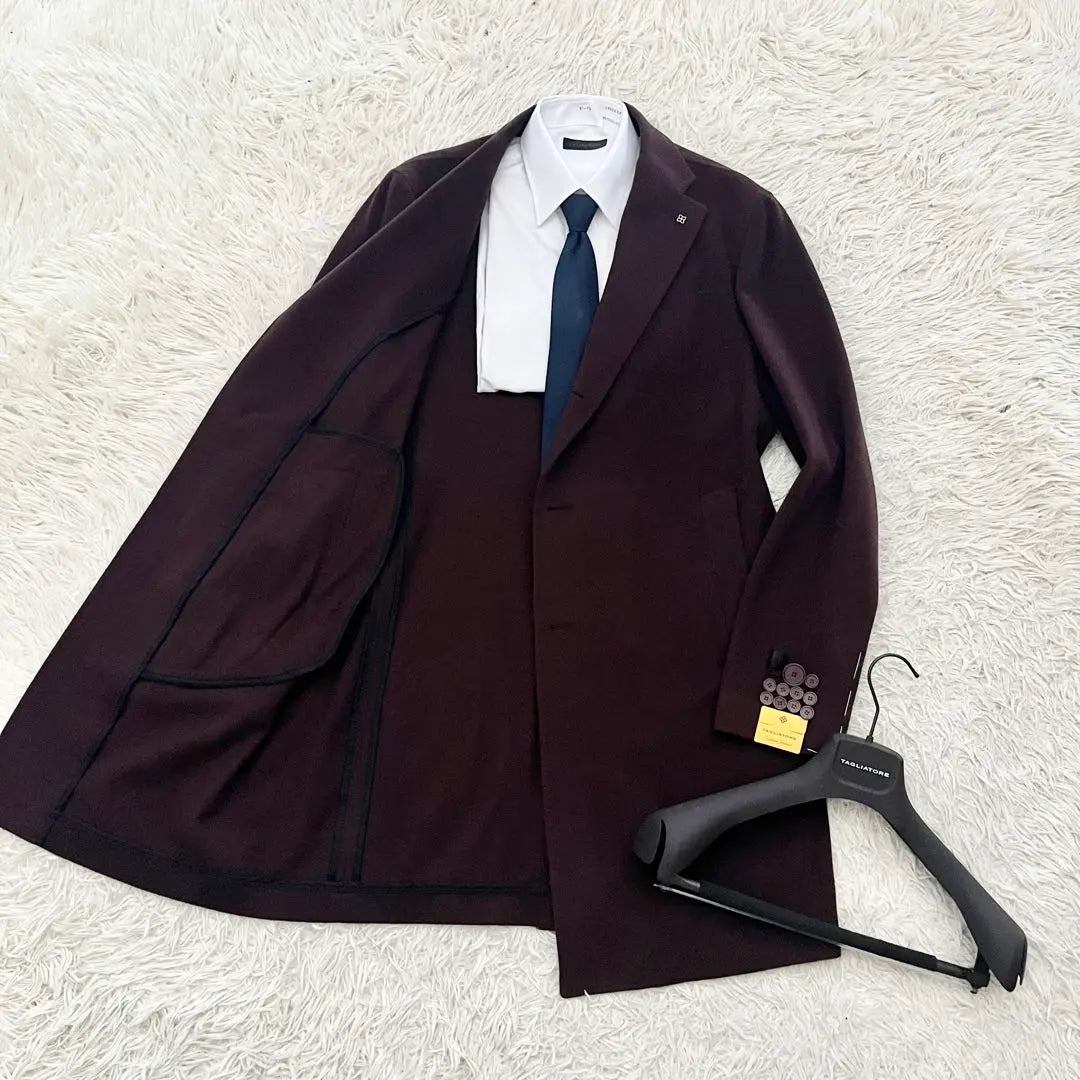 <New>TAGLIATORE Bordeaux Wool Cashmere Chester Coat 50