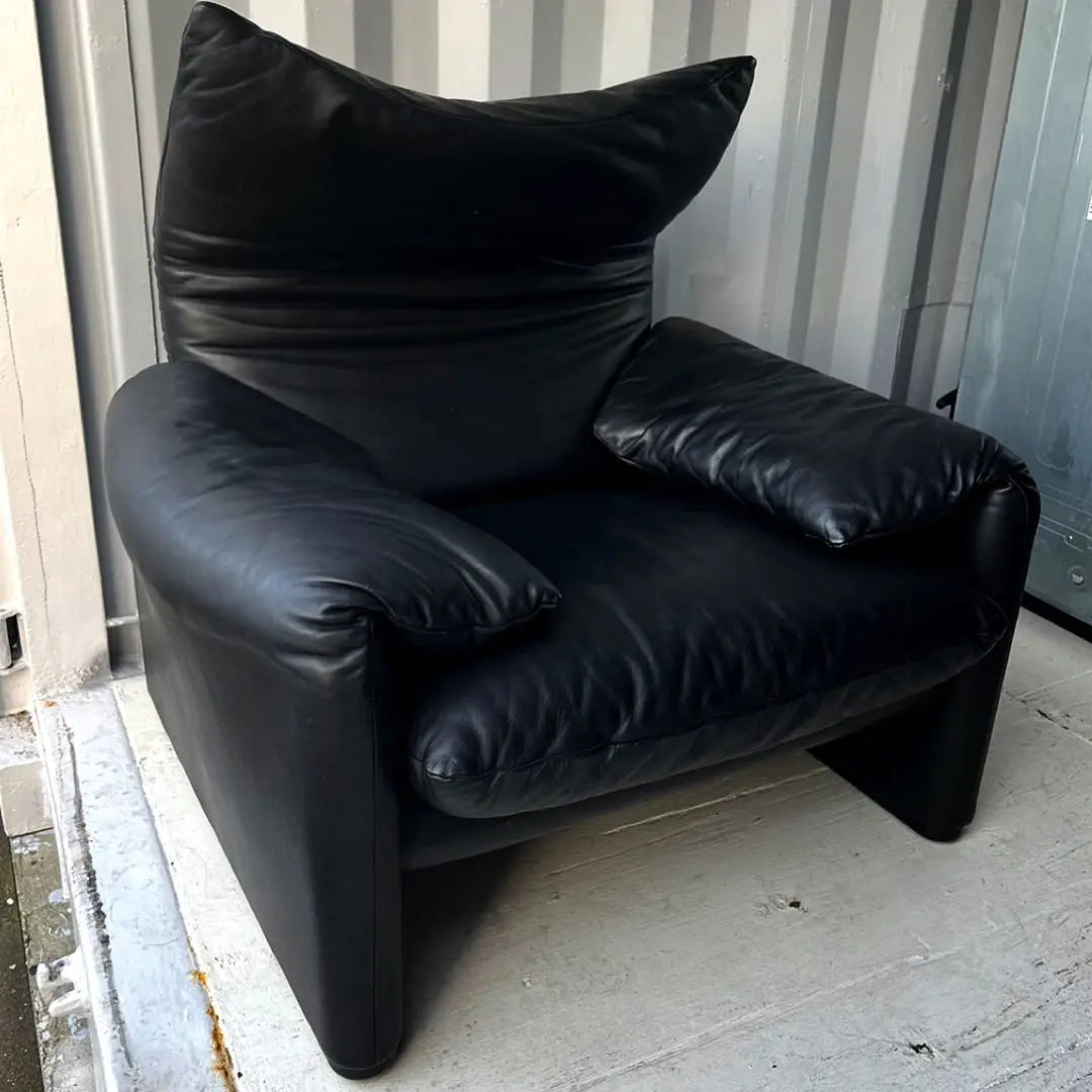 Free installation! Cassina Marulunga Italian Luxury Genuine Leather Black Single Sofa ✨ | 取付無料！カッシーナ マラルンガ イタリア製高級本革ブラックシングルソファ✨