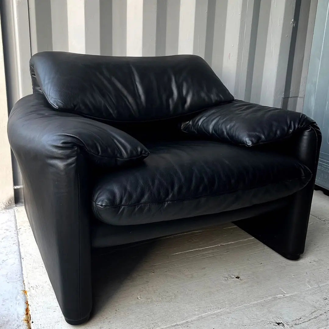 Free installation! Cassina Marulunga Italian Luxury Genuine Leather Black Single Sofa ✨ | 取付無料！カッシーナ マラルンガ イタリア製高級本革ブラックシングルソファ✨