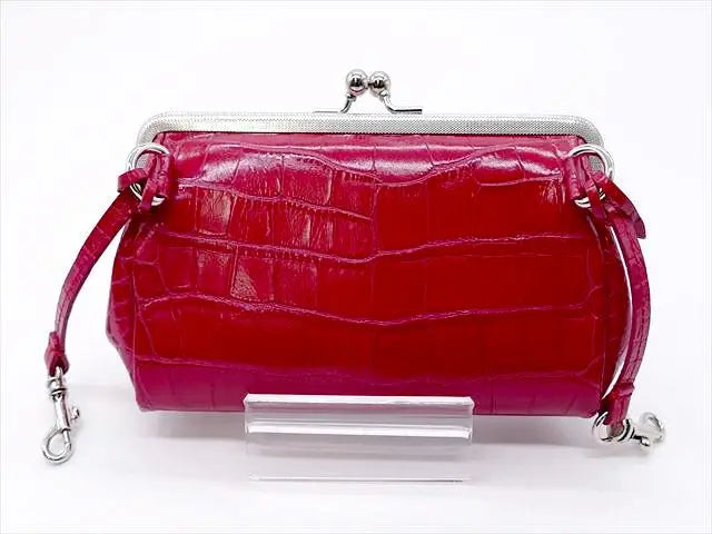 ★[2926] Unused *EDMJ* Wallet, pouch, crocodile embossed, red