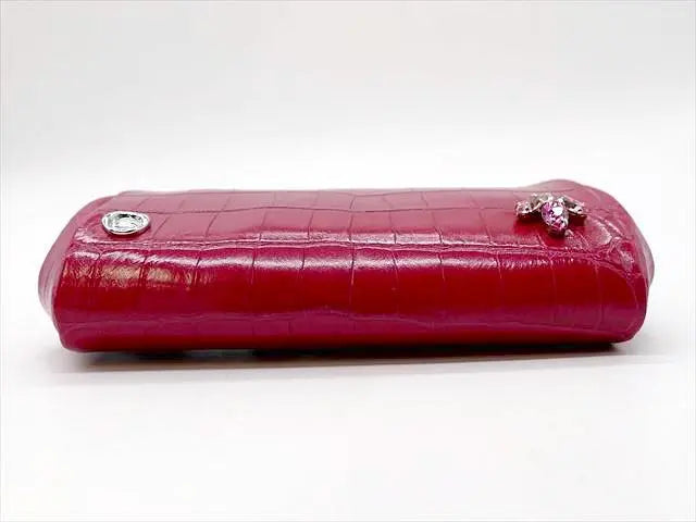 ★[2926] Unused *EDMJ* Wallet, pouch, crocodile embossed, red