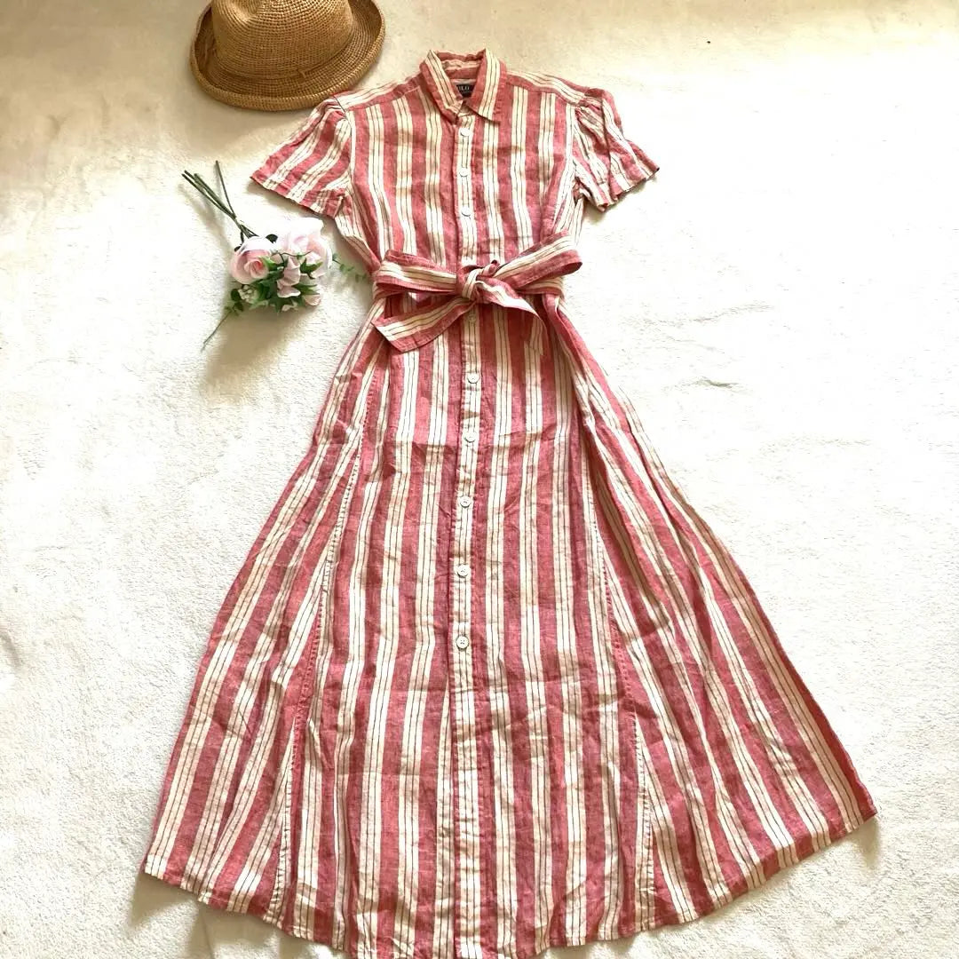 Beautiful condition ✨Polo Ralph Lauren Linen Shirt Dress Current Tag Ribbon Long