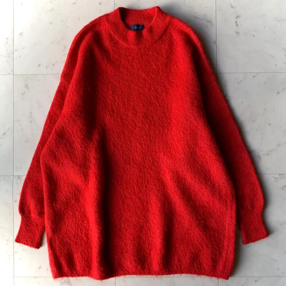 SHIPS 2023AW Shaggy Mohair Over Knit Washable Loose Red