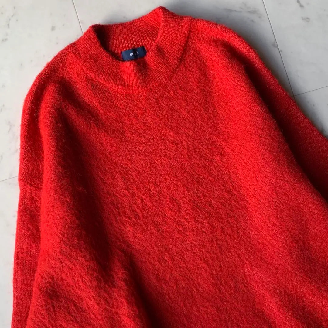 SHIPS 2023AW Shaggy Mohair Over Knit Washable Loose Red