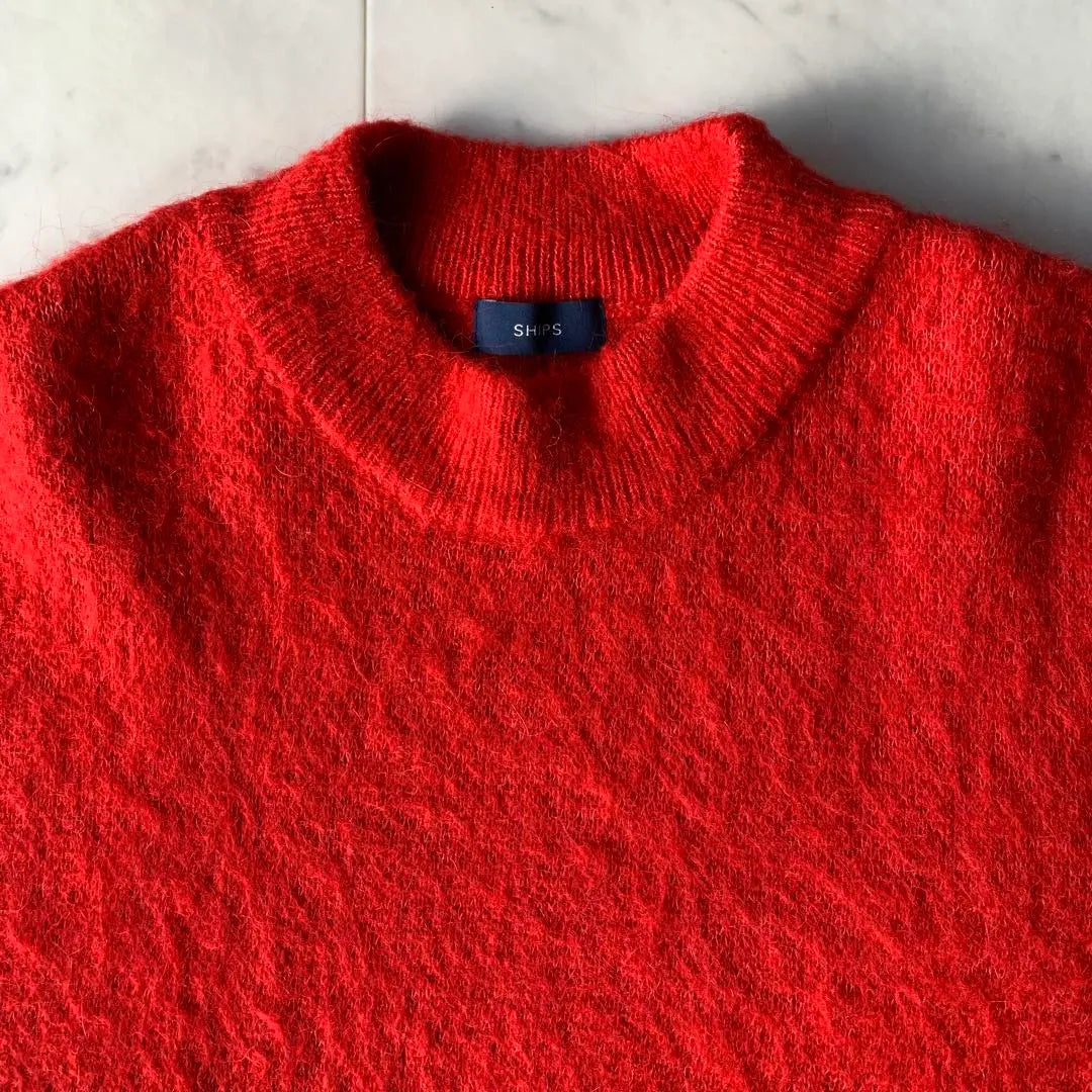 SHIPS 2023AW Shaggy Mohair Over Knit Washable Loose Red