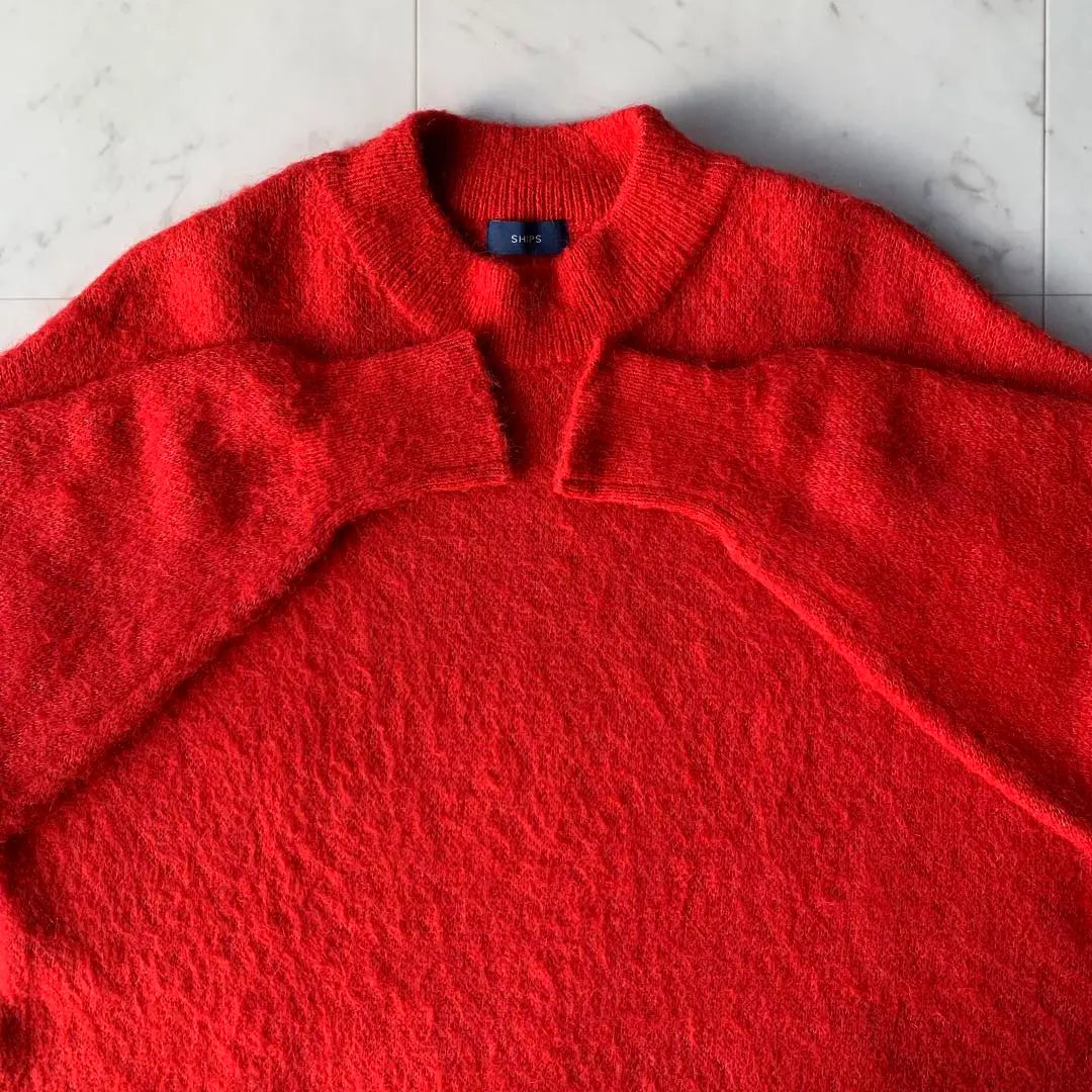 SHIPS 2023AW Shaggy Mohair Over Knit Washable Loose Red