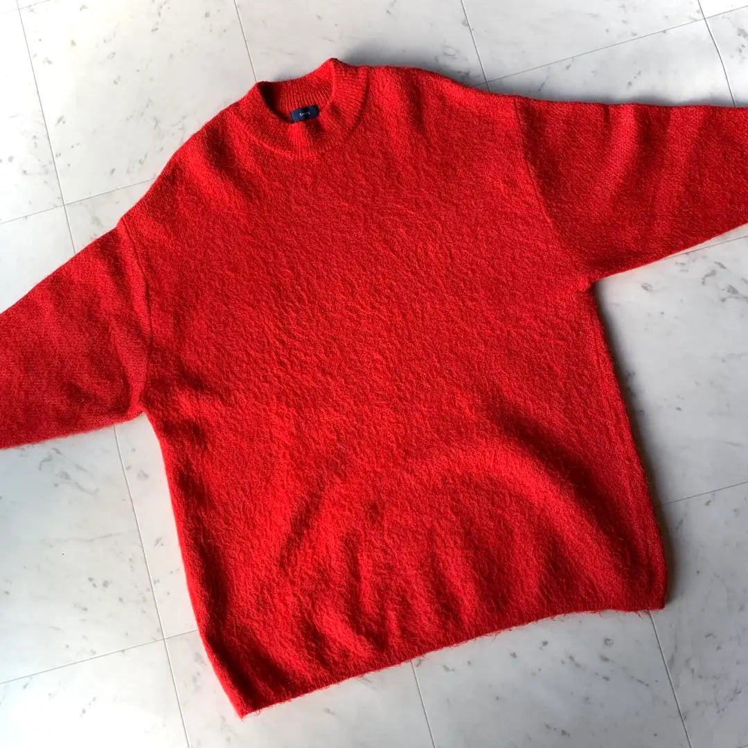 SHIPS 2023AW Shaggy Mohair Over Knit Washable Loose Red