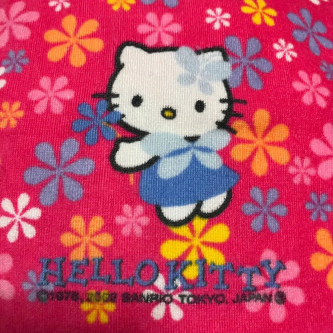 Toalla facial floral Hello Kitty sin usar Sanrio 2002 Raro Raro | 未使用 ハローキティ 花柄 フェイスタオル サンリオ 2002年 希少 レア