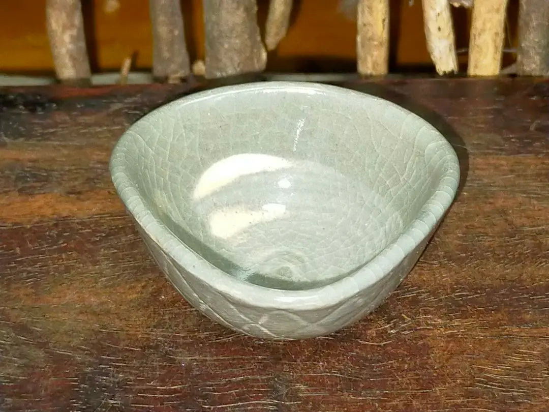 ♥ Rare item, sake cup, mesh, triangle, cup, sake cup, gulp, drinking, antique, antique, antique