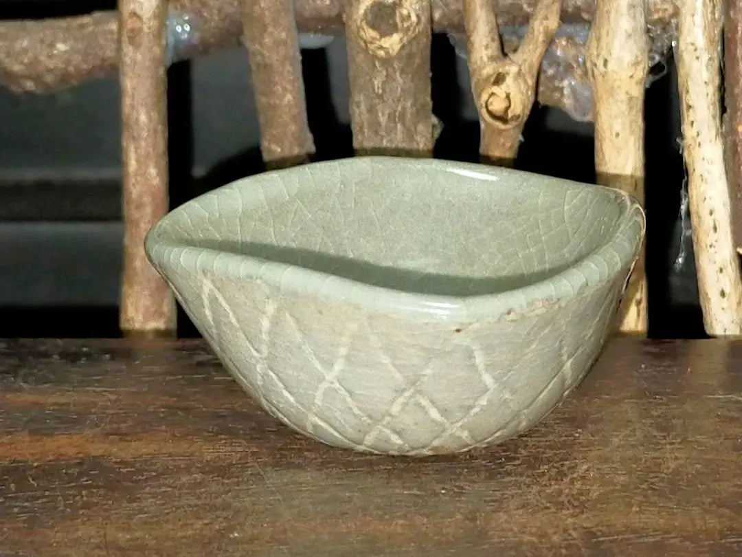 ♥ Rare item, sake cup, mesh, triangle, cup, sake cup, gulp, drinking, antique, antique, antique