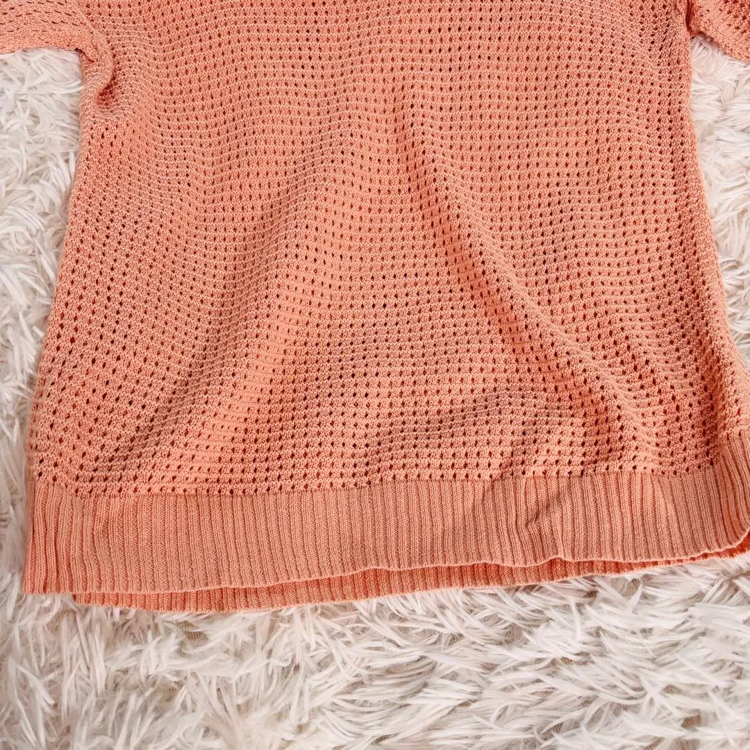 [Popular] Uniqlo Openwork Knit Sweater Cotton Pink Half Sleeve