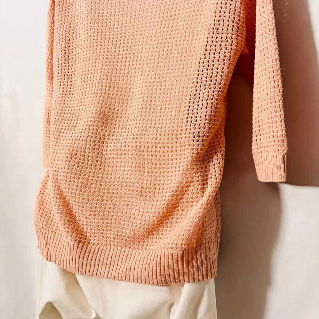 [Popular] Uniqlo Openwork Knit Sweater Cotton Pink Half Sleeve