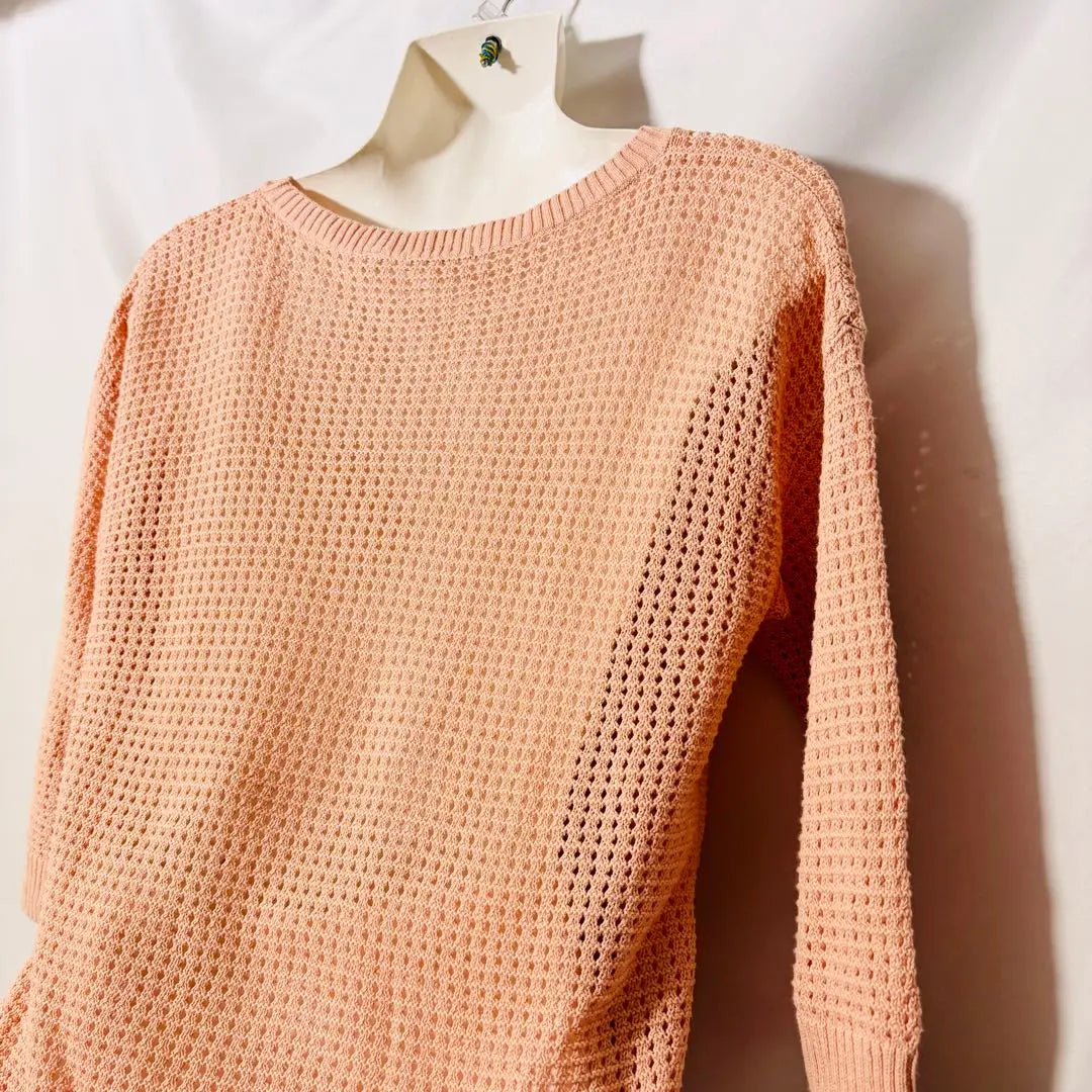 [Popular] Uniqlo Openwork Knit Sweater Cotton Pink Half Sleeve