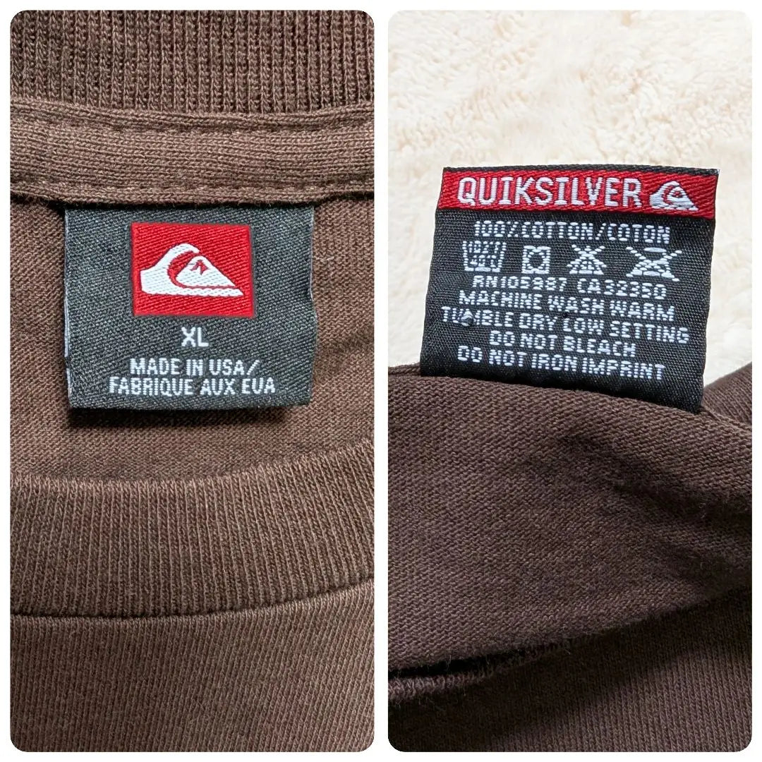 Camiseta larga Quiksilver Old Surf Long T-XL marrón fabricada en EE. UU.