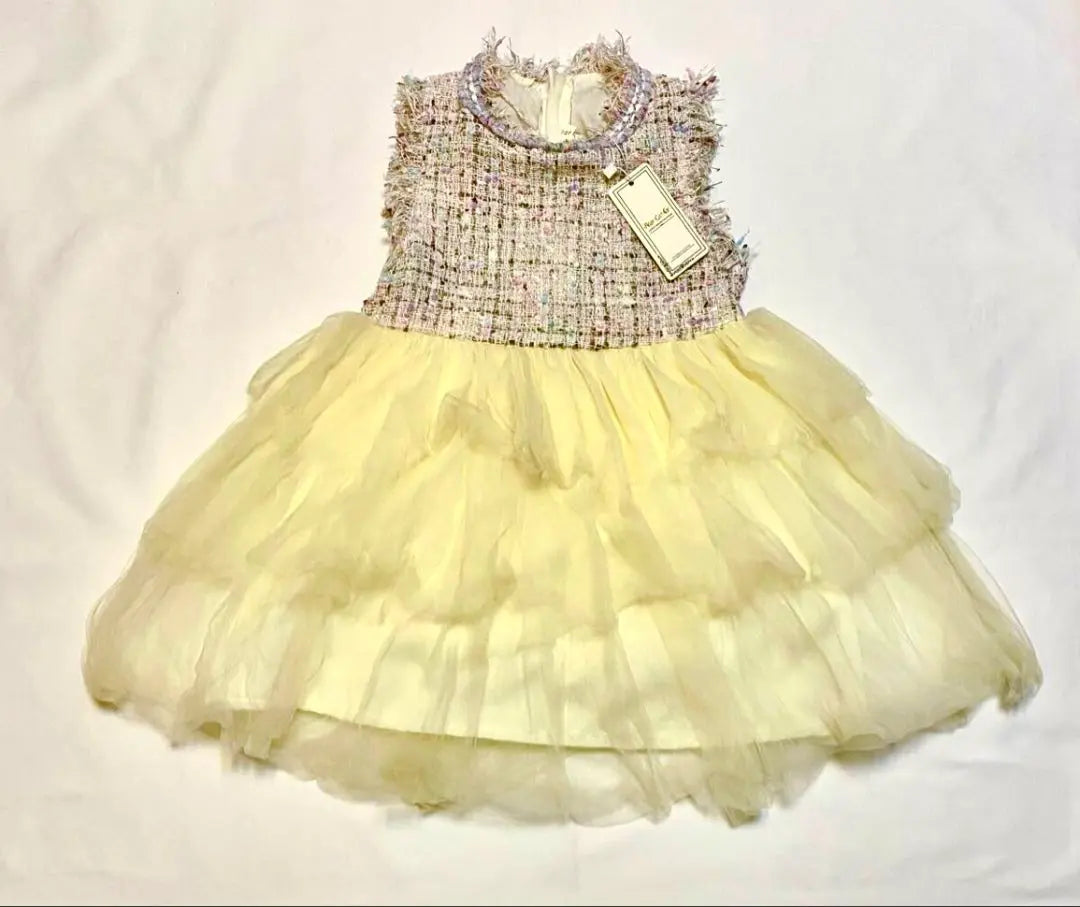 In good condition! Tweed Tulle Dress Dress Set Kids Yellow