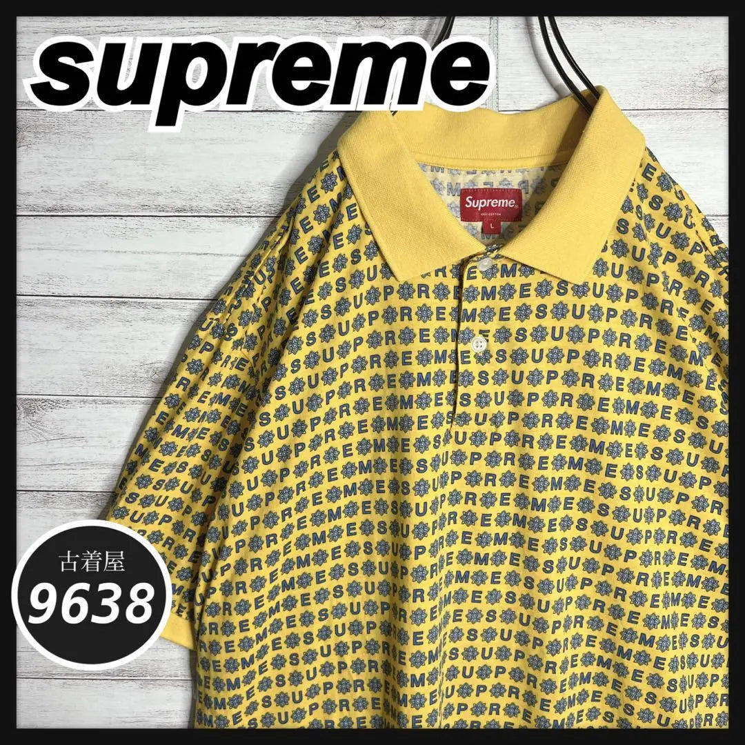 [Hard to get!!] Supreme ✈︎All-over pattern logo, short-sleeved polo shirt, loose-double, layered