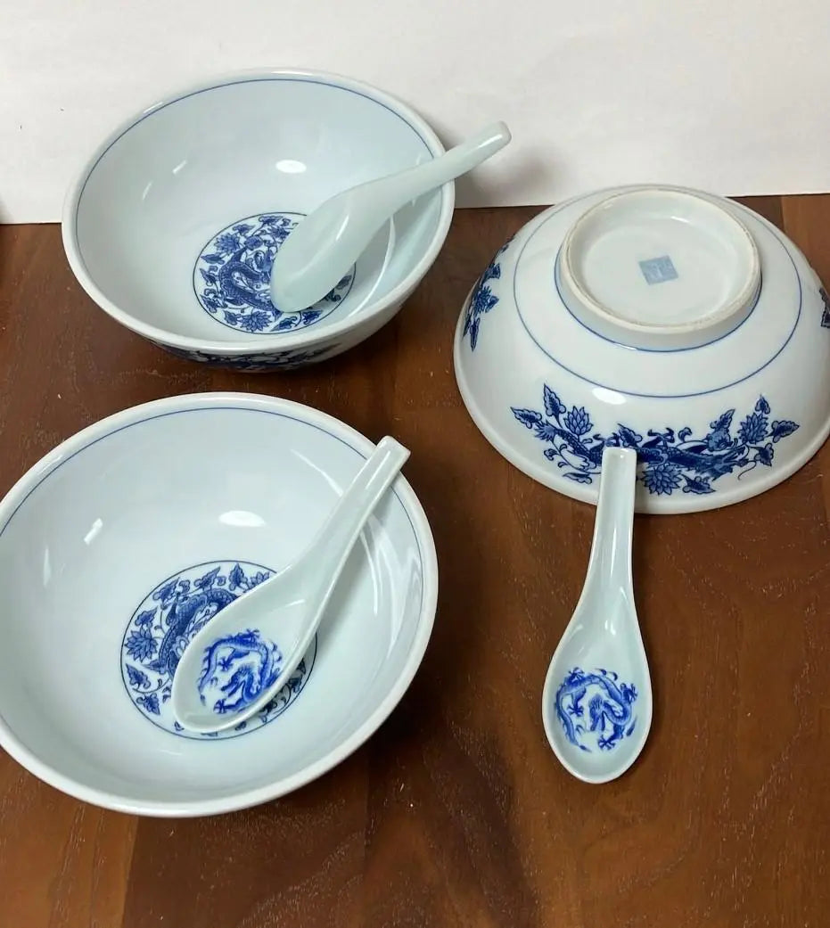 Tamakaze Ceramic Garden Ramen Donburi & Long Long Boule 3 Ai Ryuei 3 -piece set beautiful goods