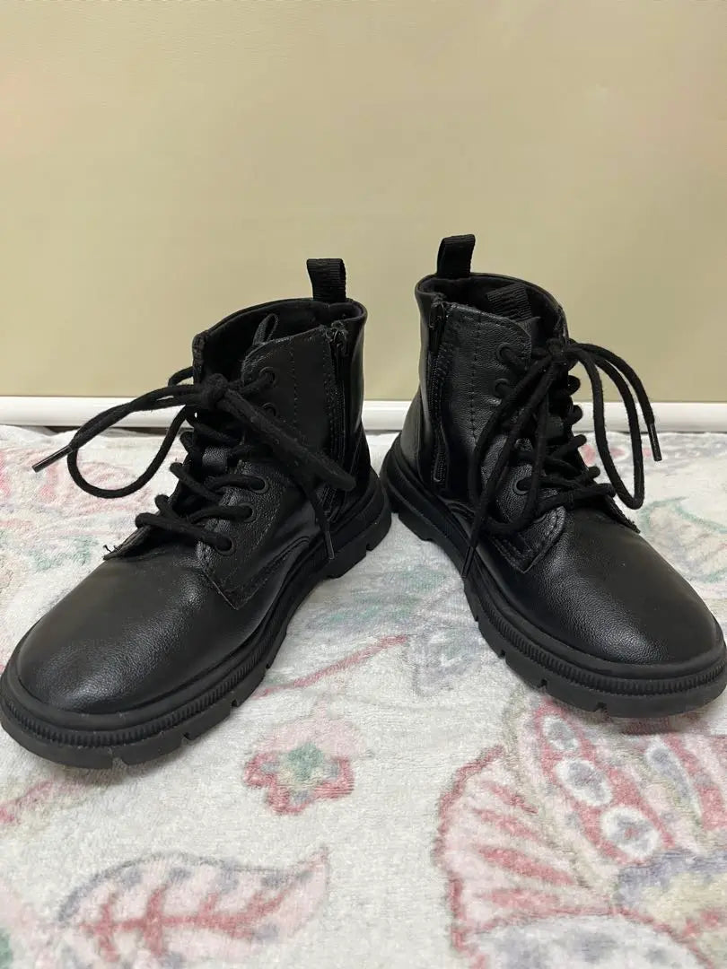 ‼ ️ZARA's children's boots 28 (17cm) synthetic leather boots (with side zipper)