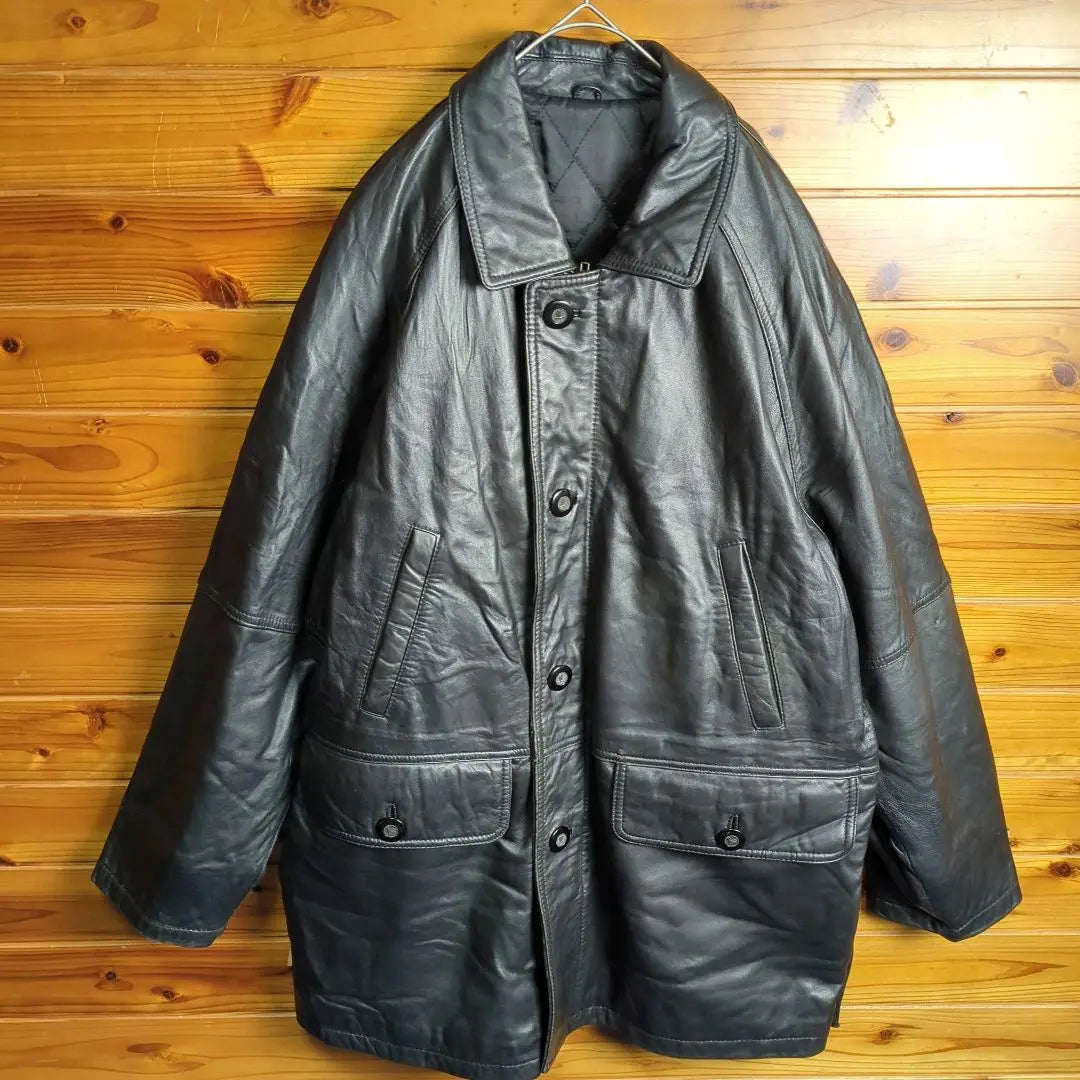 Vintage leather jacket Leather coat Sheep leather Lamb leather Ⅿ Raglan sleeve