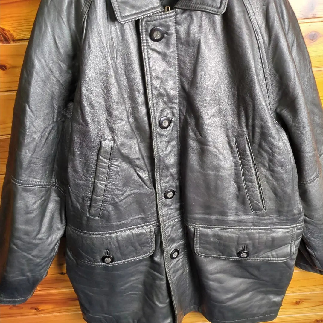 Vintage leather jacket Leather coat Sheep leather Lamb leather Ⅿ Raglan sleeve