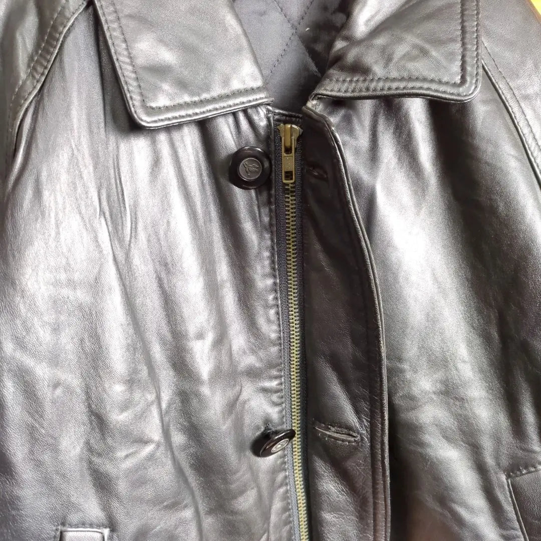 Vintage leather jacket Leather coat Sheep leather Lamb leather Ⅿ Raglan sleeve