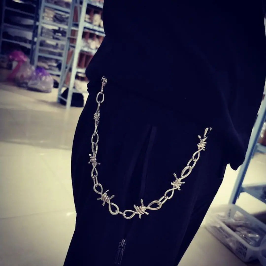 Barbed Wire Chain Pants Chain Wallet Chain Silver