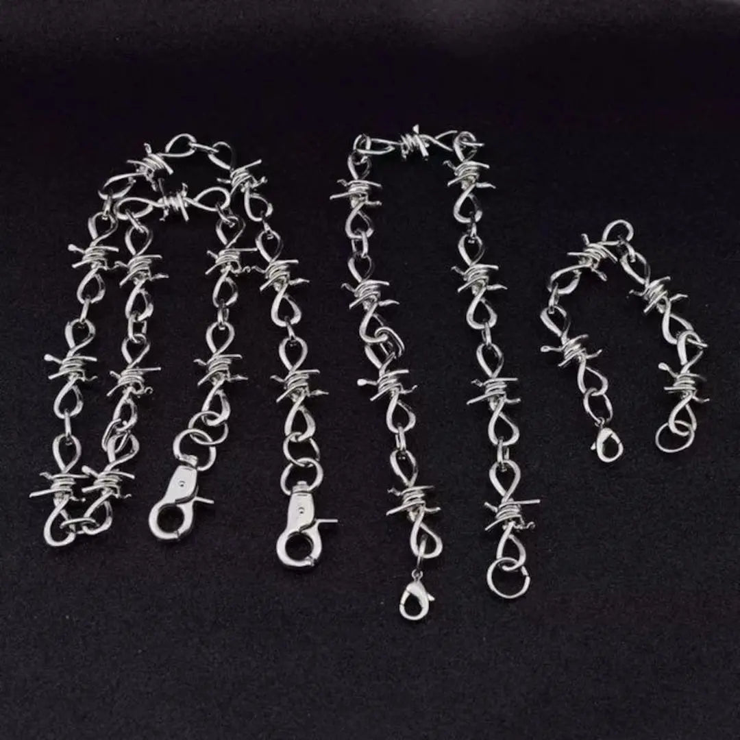 Barbed Wire Chain Pants Chain Wallet Chain Silver