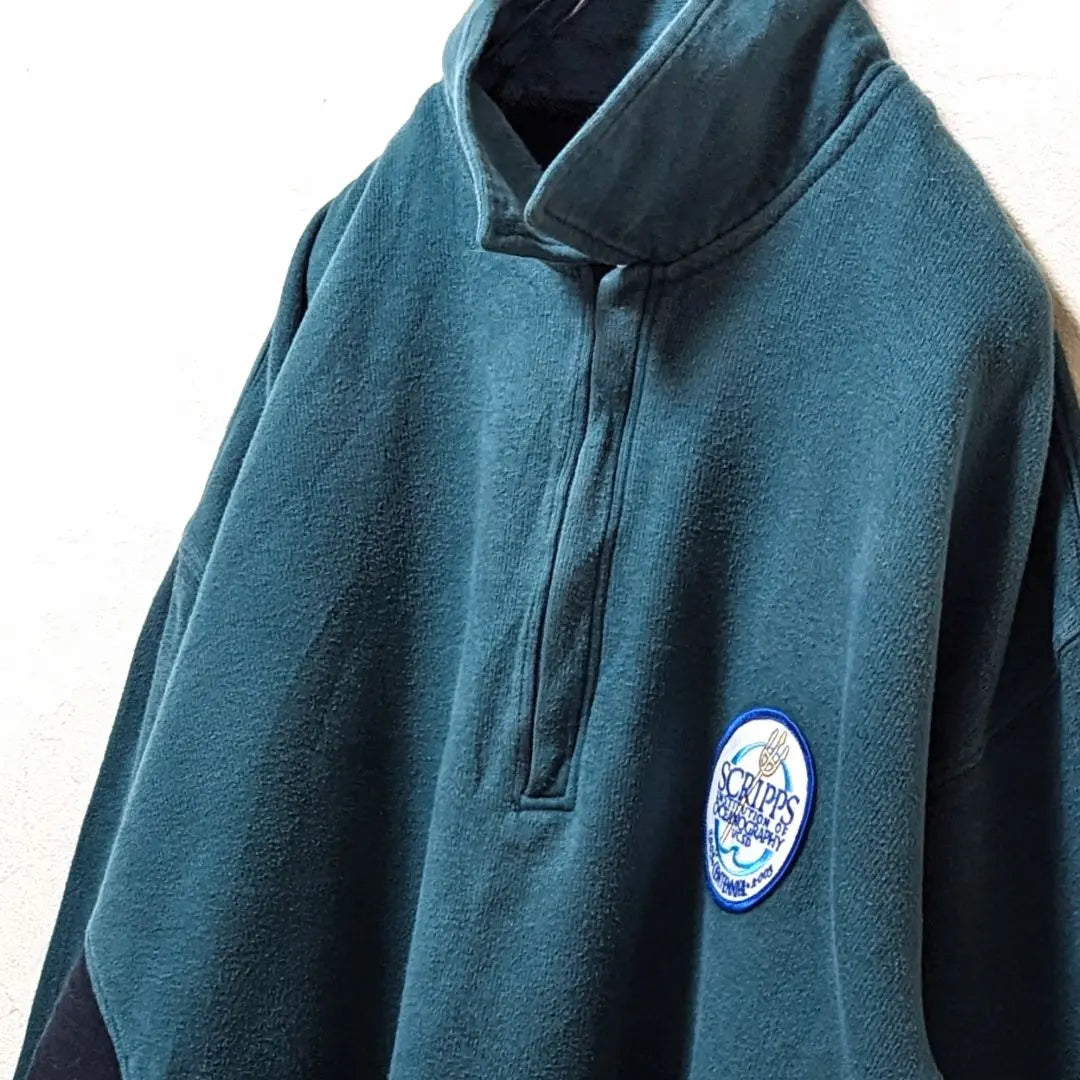 Cutter and Backs Clips Embroidered Half Zip Sweatshirt Green Green XL Old-wear