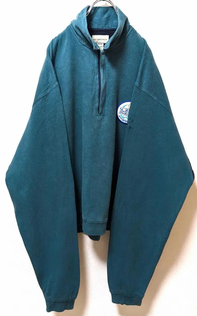 Cutter and Backs Clips Embroidered Half Zip Sweatshirt Green Green XL Old-wear