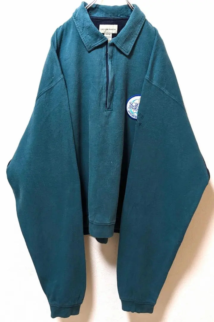 Cutter and Backs Clips Embroidered Half Zip Sweatshirt Green Green XL Old-wear