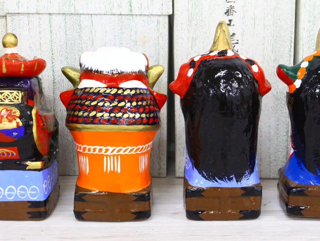 ▲ Beautiful goods set of 14 pieces Karatsu Kunkuchi Karatsu ware clay doll Saga prefecture local toy folk crafts festival | ▲美品 14個セット 唐津くんち 唐津焼 土人形　佐賀県郷土玩具　民芸品　祭礼