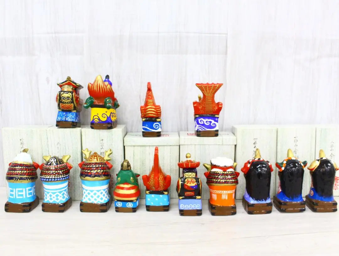 ▲ Beautiful goods set of 14 pieces Karatsu Kunkuchi Karatsu ware clay doll Saga prefecture local toy folk crafts festival | ▲美品 14個セット 唐津くんち 唐津焼 土人形　佐賀県郷土玩具　民芸品　祭礼