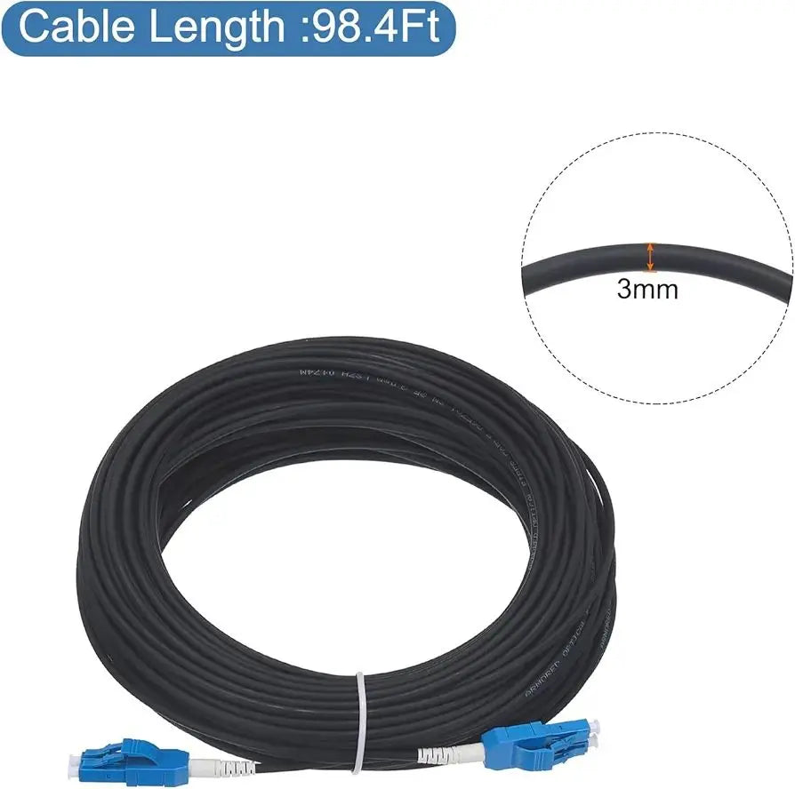 98.4ft Single Mode Uneven Duplex OS2 optical fiber | 98.4Ft シングルモード ユニブート デュプレックス OS2 光ファイバー