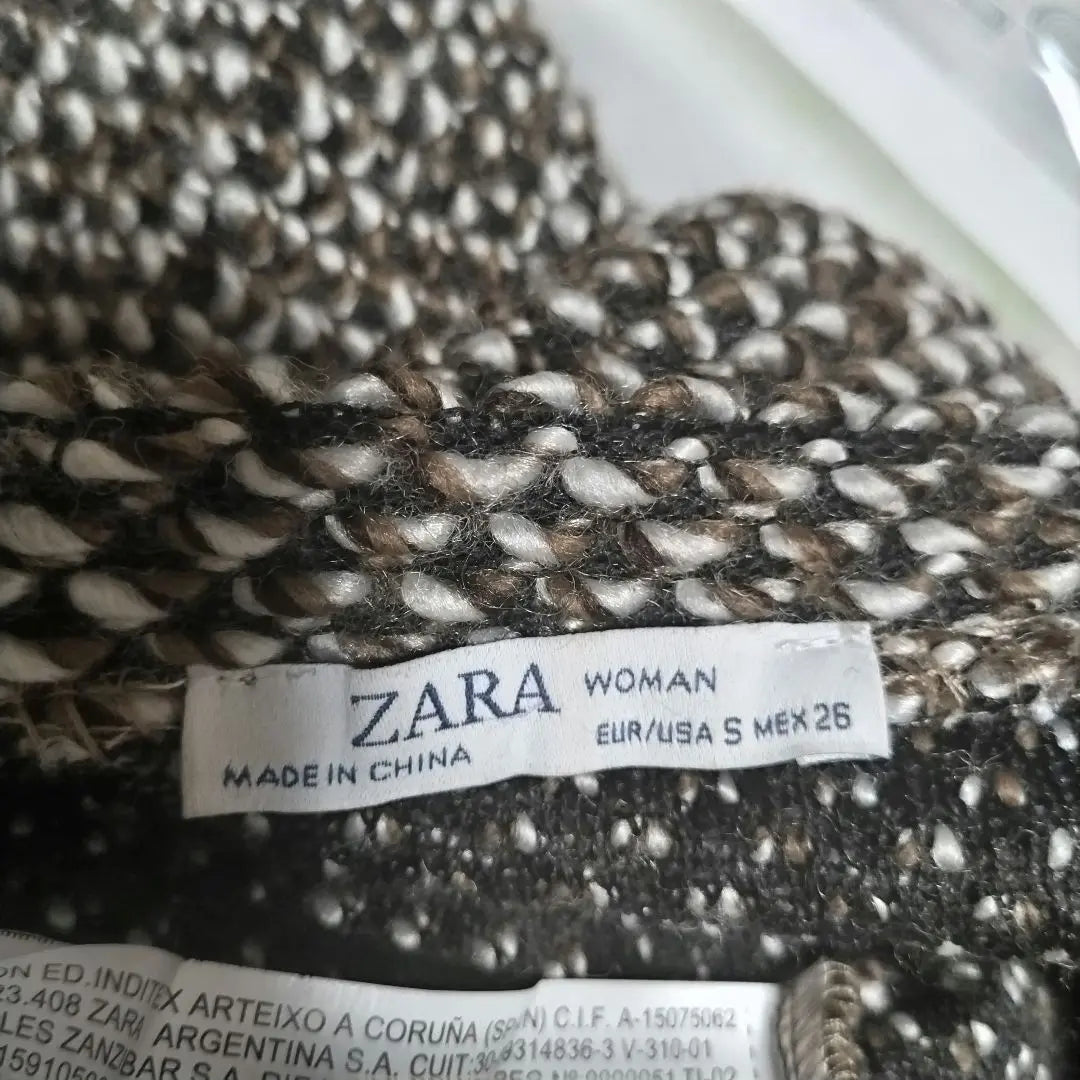 [ZARA] ZARA♡ Tops♡ Con mangas de pelo♡ Diferentes materiales♡Suéter♡De punto【S】Marrón | 【ザラ】ZARA♡トップス♡袖ファー付♡異素材♡セーター♡編み【S】ブラウン系