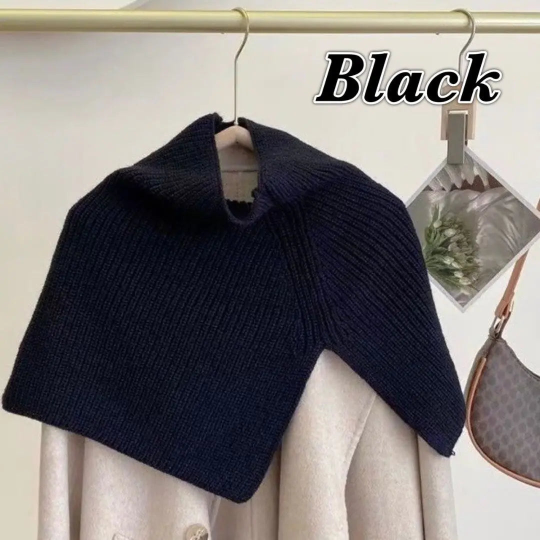 ★Price reduction★Black knit neck warmer turtle cape scarf