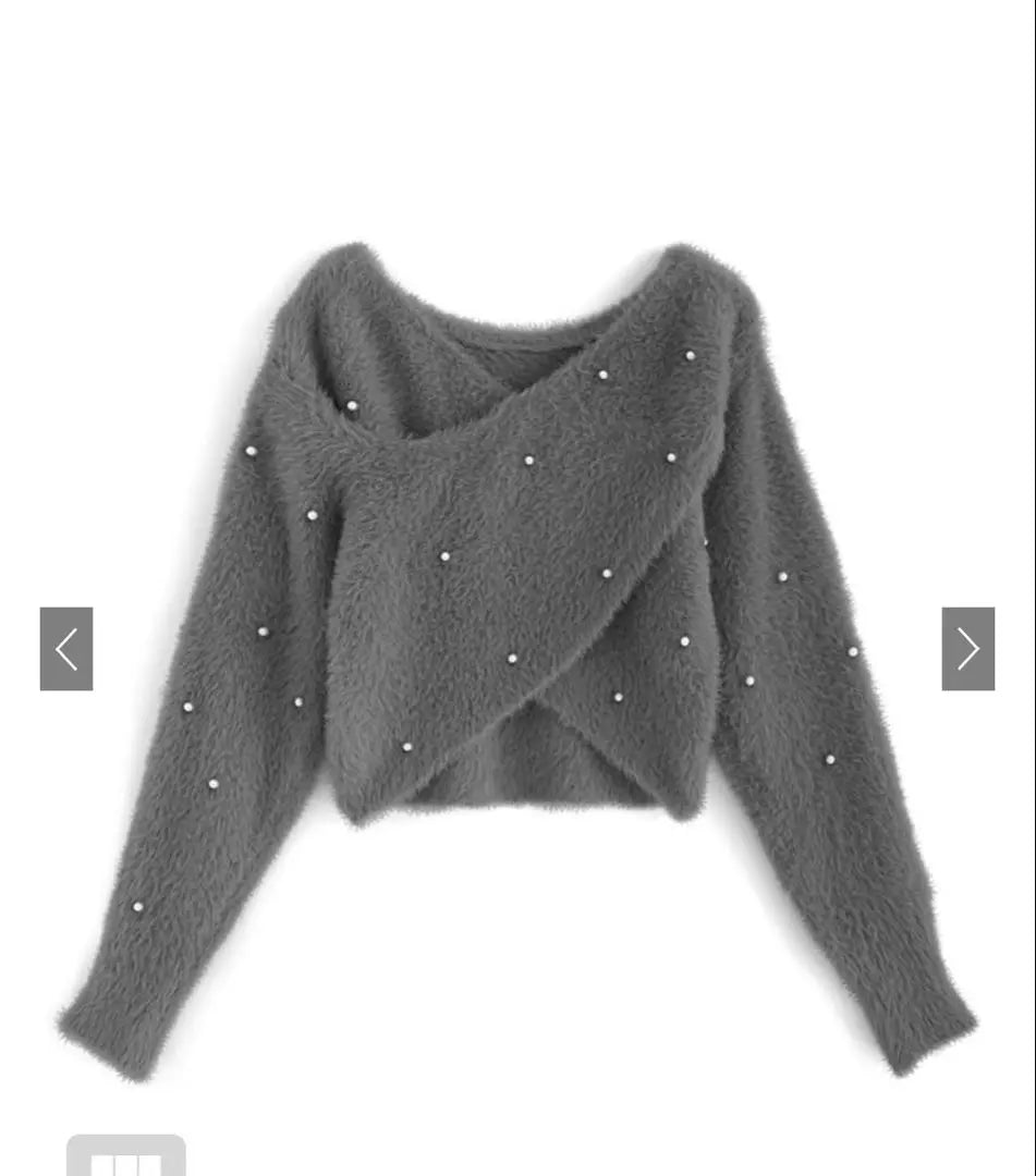 [GRL] Pearl Cache Coeur Shaggy Knit Top [Kz457] Charcoal