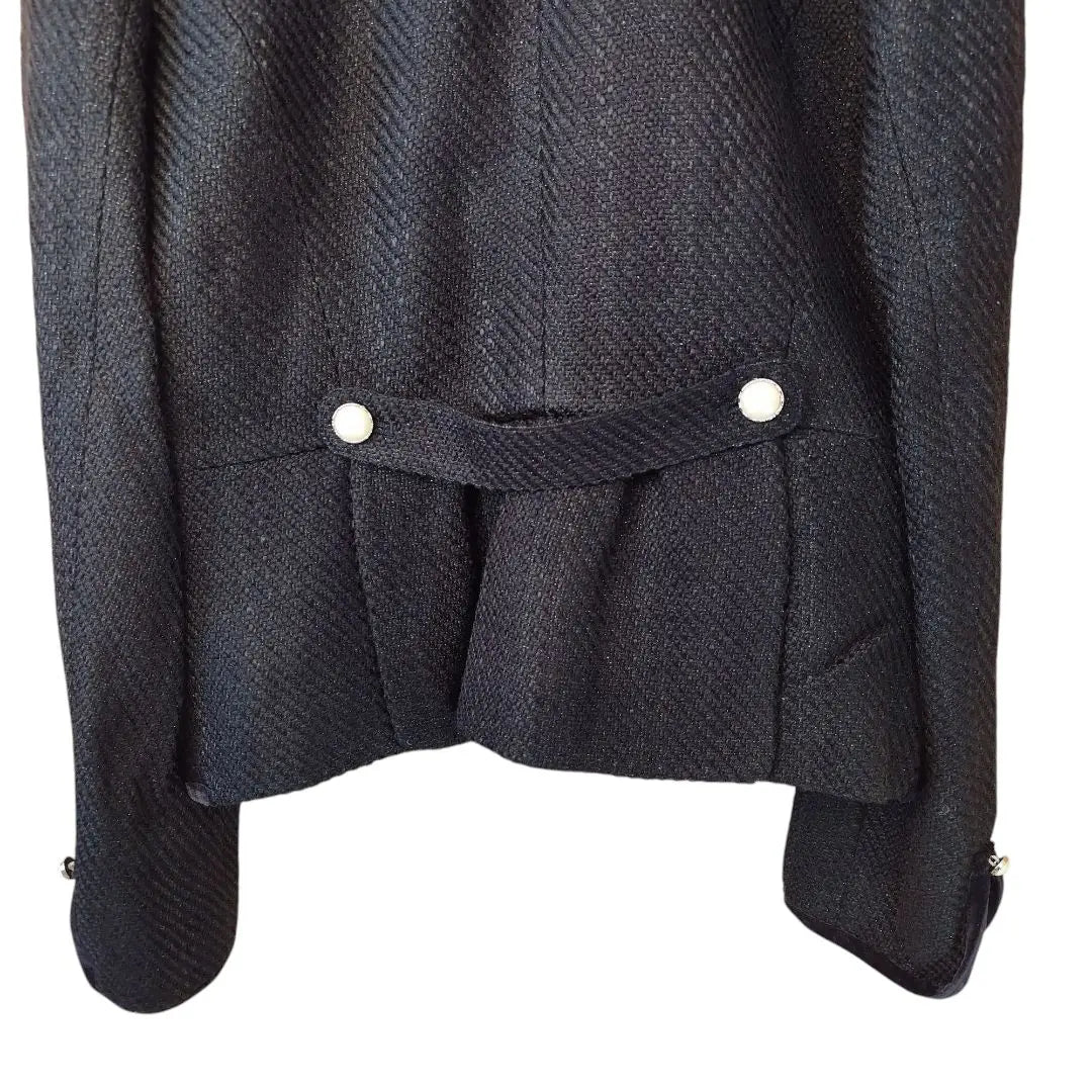 Chaqueta de tweed de piel de conejo talla 11R ceremonia evento celebración negro