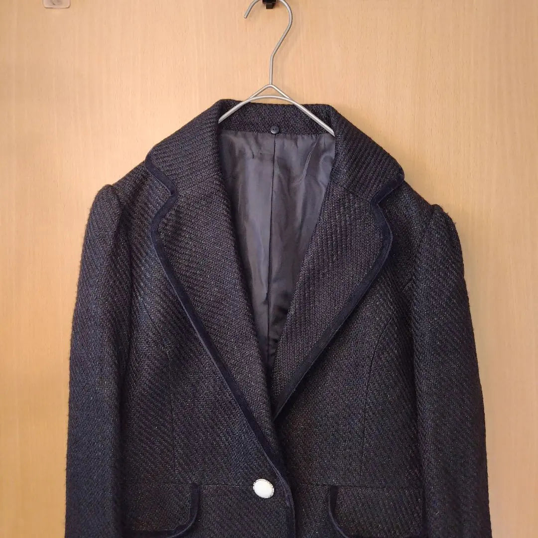 Chaqueta de tweed de piel de conejo talla 11R ceremonia evento celebración negro